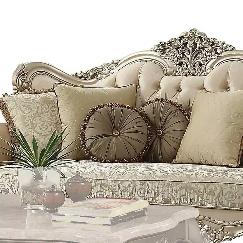 Canapé 88 Bentley Tissu/Champagne - Acme Furniture : Inspiré de l'époque victorienne, capitonné, accoudoirs enroulés