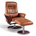 Artiva USA Milano Modern Brown Leather Swivel Recliner and Ottoman