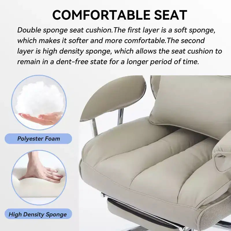 Efomao Ergonomic Desk Office Chair 400LBS, Big and Tall PU Leather Computer Chair, Executive Desk Chair with Footrest and Lumbar Support
