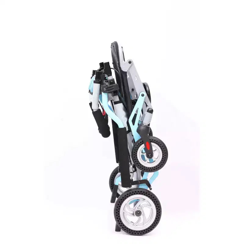 Ultra Lightweight Elderly Transport Wheelchair Portable Lightweight Folding Transport Chair, with Locking Handbrake, Removable Flip Armrests