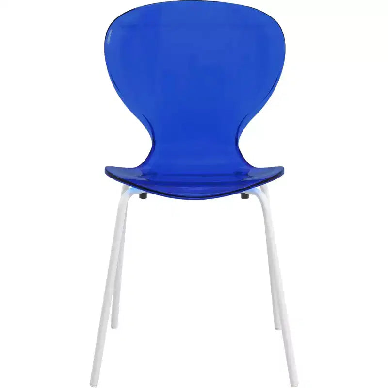 LeisureMod Bristol 5-Piece Dining Set Round Dining Table, 4 Plastic Dining Chairs White Legs