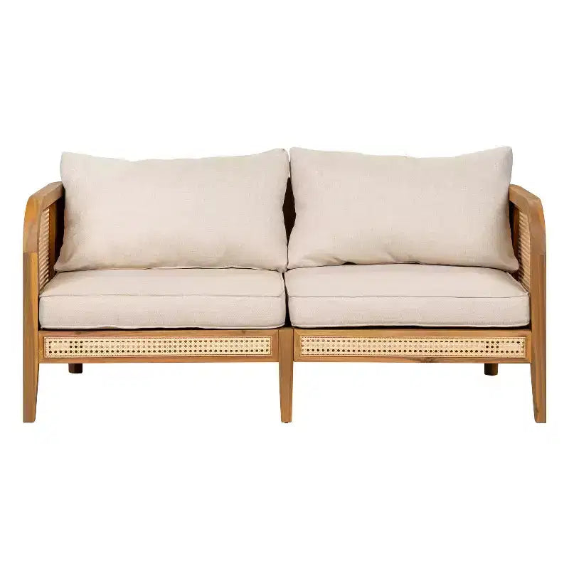 Christopher Knight Home Maciej 3 Piece Outdoor Rustic Acacia Wood and Rattan Seating Set