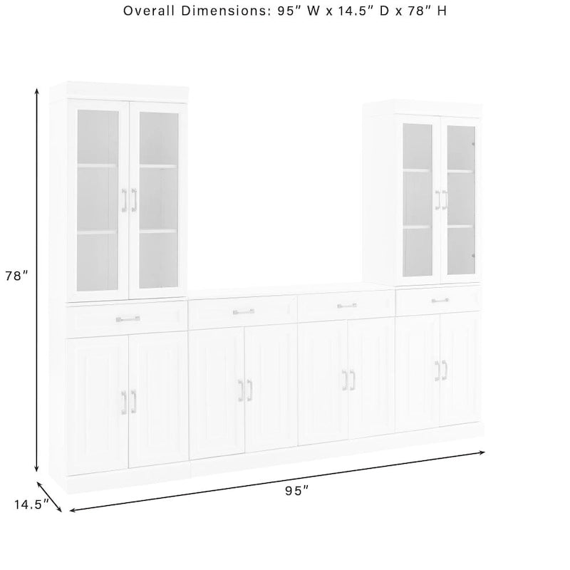 Crosley Stanton 3Pc Sideboard And Glass Door Pantry Set - 14.5x95x78