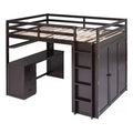 CLIHOME Full size Loft Bed with 3 Storage Drawers, Desk and Wardrobe
