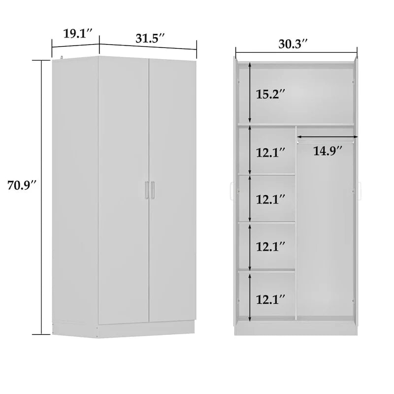 Armoire à 5 étagères avec 2 portes