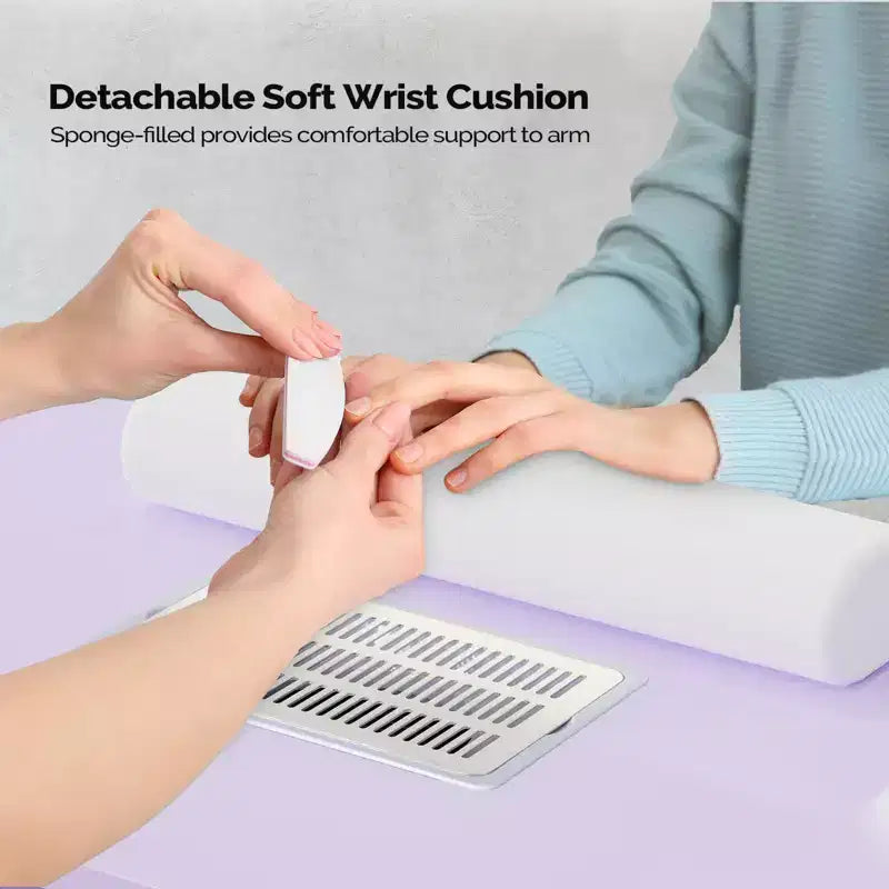 42.5 in. White MDF 3-Drawer Manicure Table Nail Desk with Storage, Doors, Electric Dust Collector