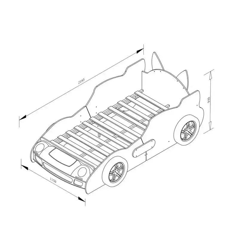 GDFStudio Fauna Twin Size Modern Cartoon Racing Car Bed with LED Headlights
