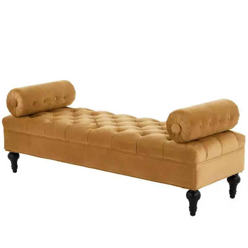 Modern End of Bed Bench for Bedroom, Velvet Upholstered Window Bench with 2 Detachable Pillows for Living Room or Entryway-Panipeachy