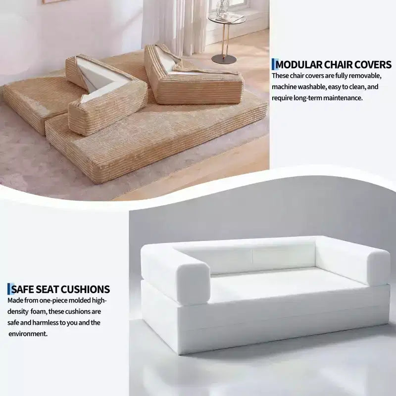 80.7 5-in-1 Convertible Sleeper Sofa Bed aï¿?Corduroy, 1200 lbs, No Assembly