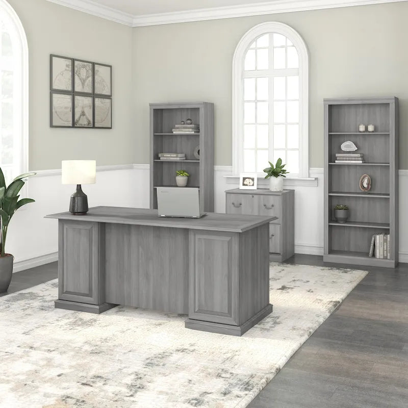 Bush Furniture Saratoga Executive Desk with Drawers and Storage
