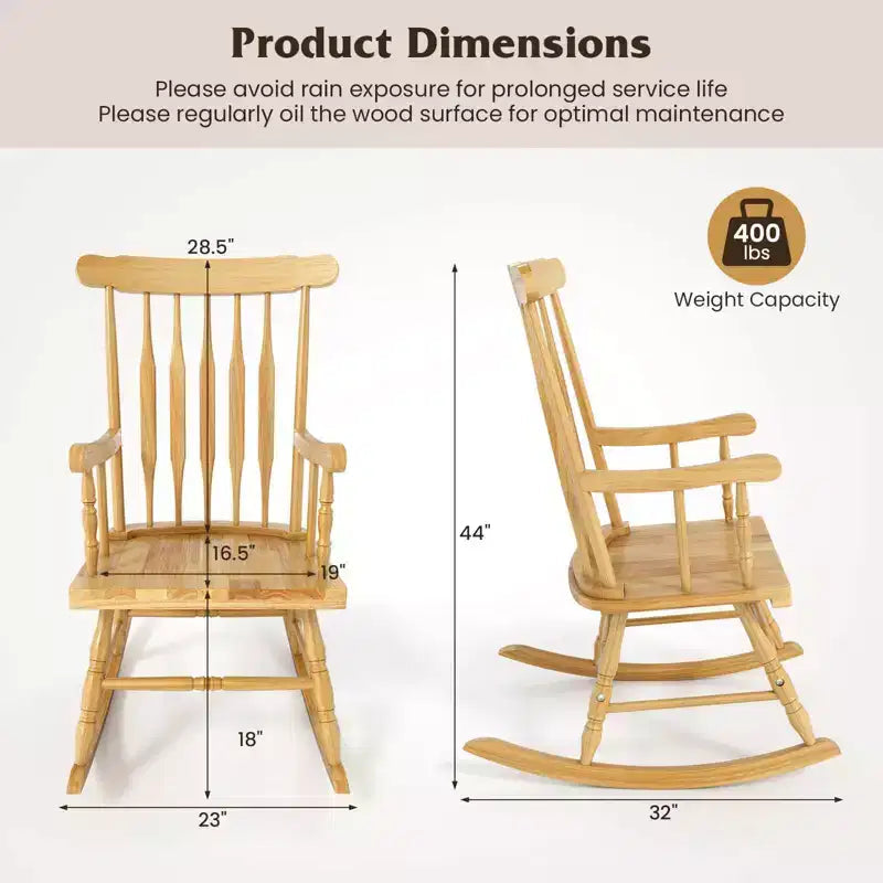 Costway Set of 2 Wood Rocking Chair Glossy Finish White\ Coffe