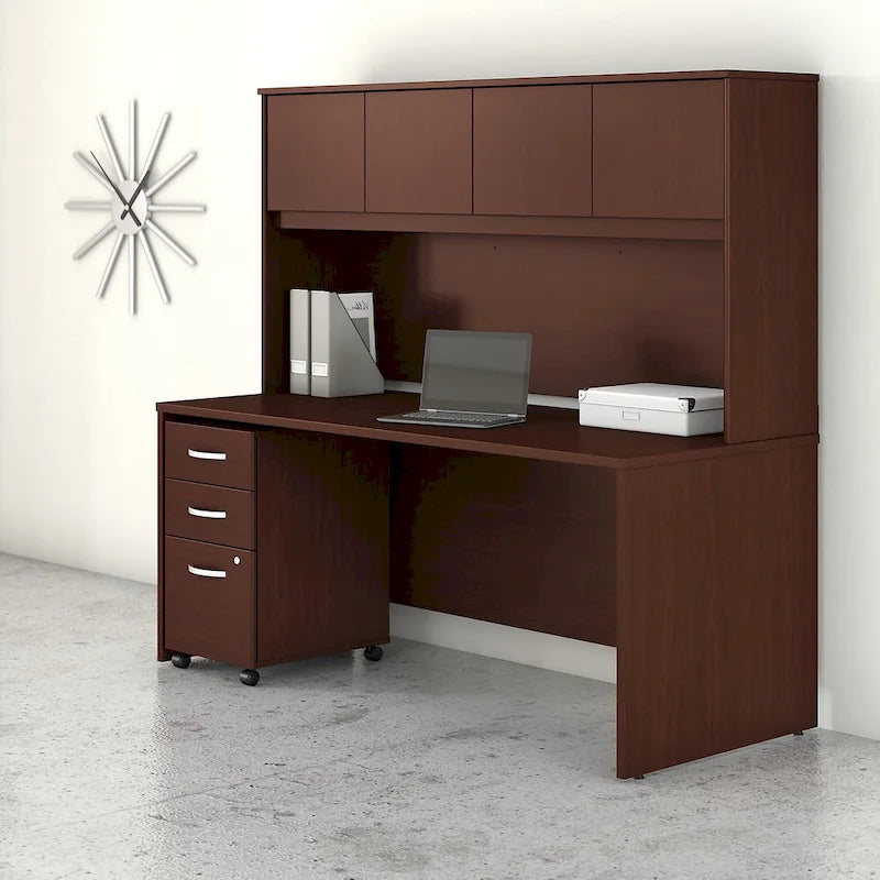 72 Office Desk with Hutch & 3-Drawer Mobile File Cabinet