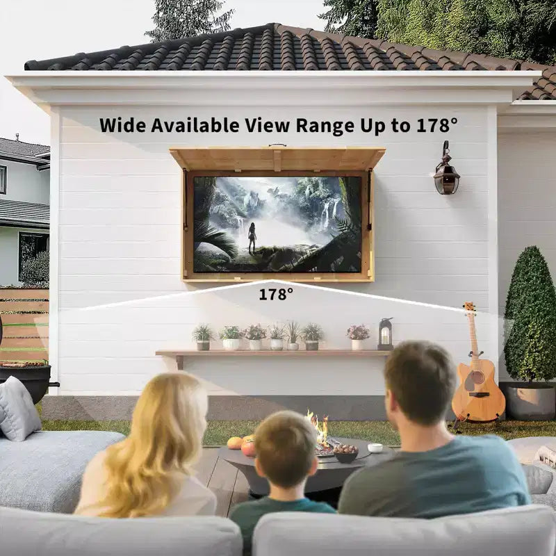 55 in Outdoor TV Enclosure, Solid Wood Weatherproof TV Cover with 4D Adjustable Mount & Fold-Up Door (Fits 44-55 in TVs)