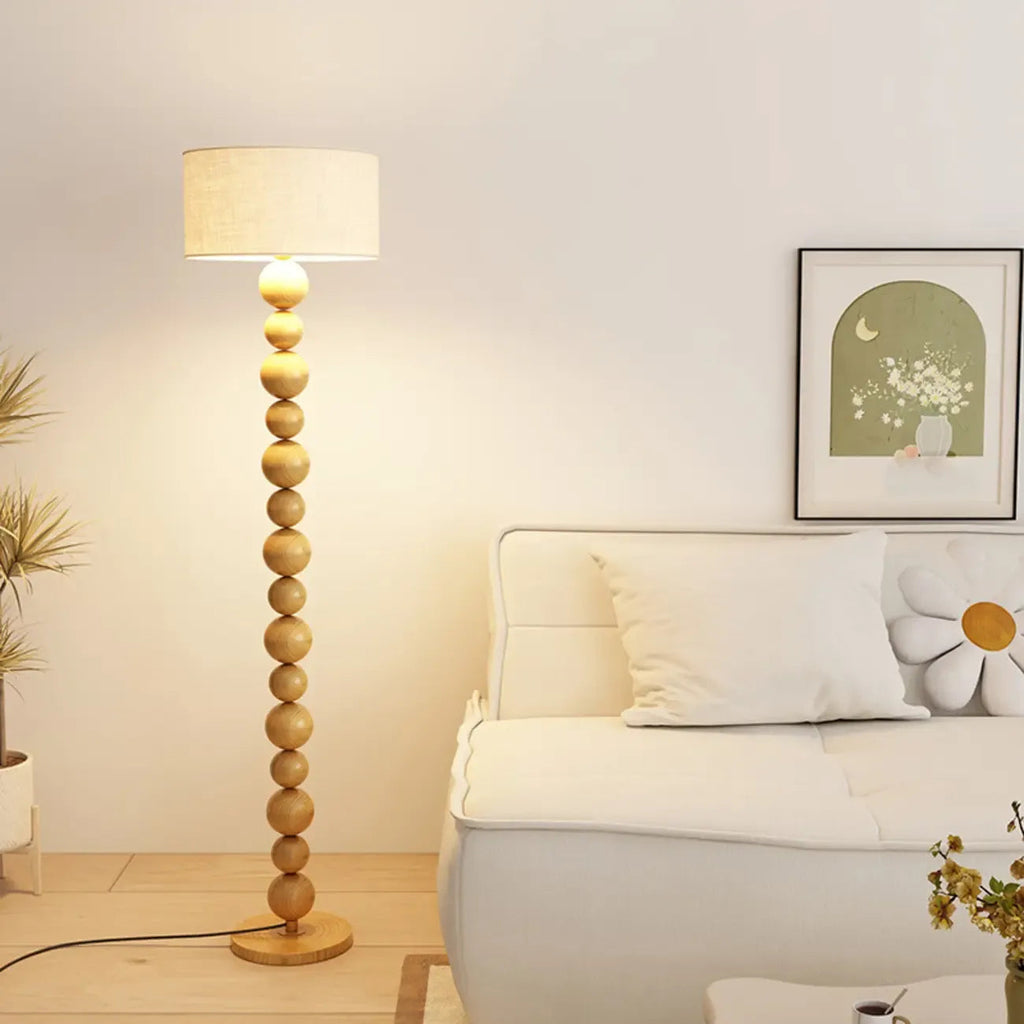 Decorative Modern Stacked Ball Floor Lamp with Fabric Shade