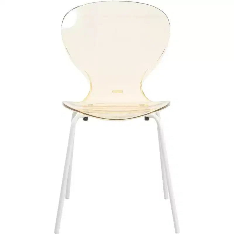 LeisureMod Bristol 5-Piece Dining Set Round Dining Table, 4 Plastic Dining Chairs White Legs