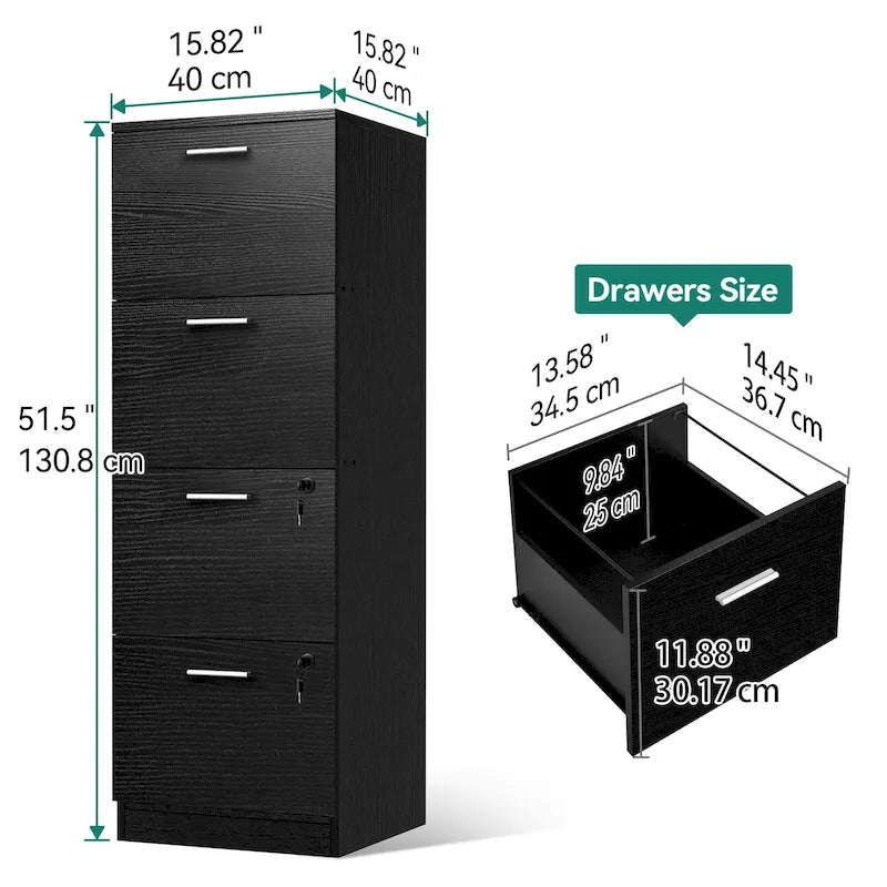 Moasis 51H 4 Drawers File Cabinet Lockable Vertical Storage Cabinet for Home Office