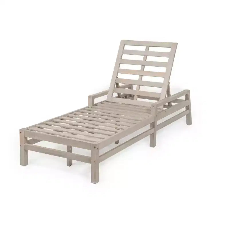 Merax 5-Position Acacia Outdoor Chaise Lounge with Thick Cushions