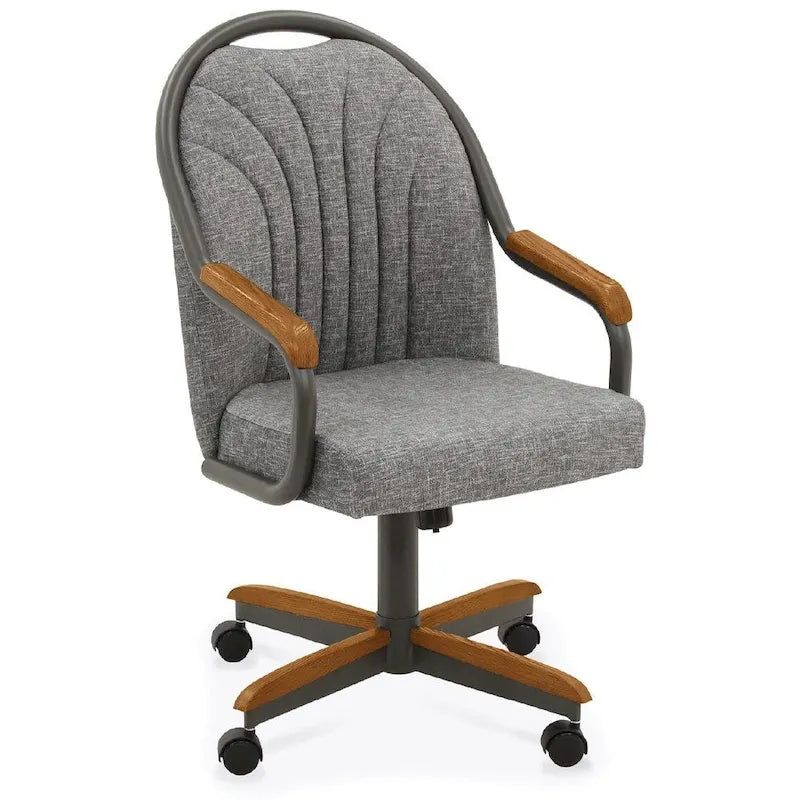 Chaises de salle à manger Chromcraft Douglas à roulettes, finition gris châtaigne (Lot de 2)