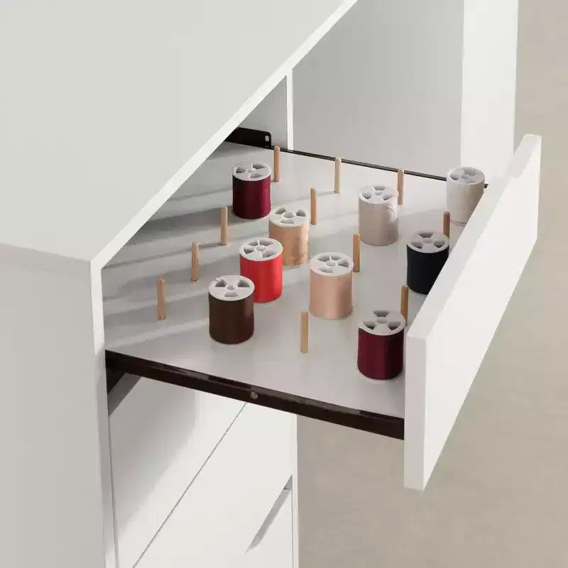 Crea Sewing Craft Table On Wheels White - South Shore
