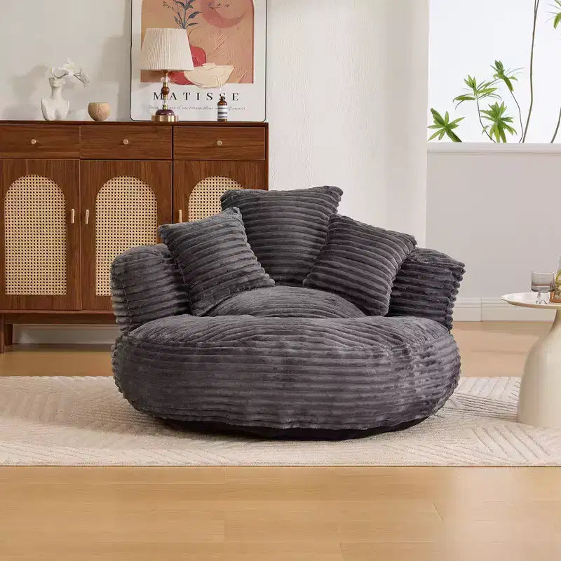 Bean Bag Sofa for Adults Kids, Oversized Corduroy Bean Bag Chair with 3 Pillows & Armrest for Living Room Bedroom