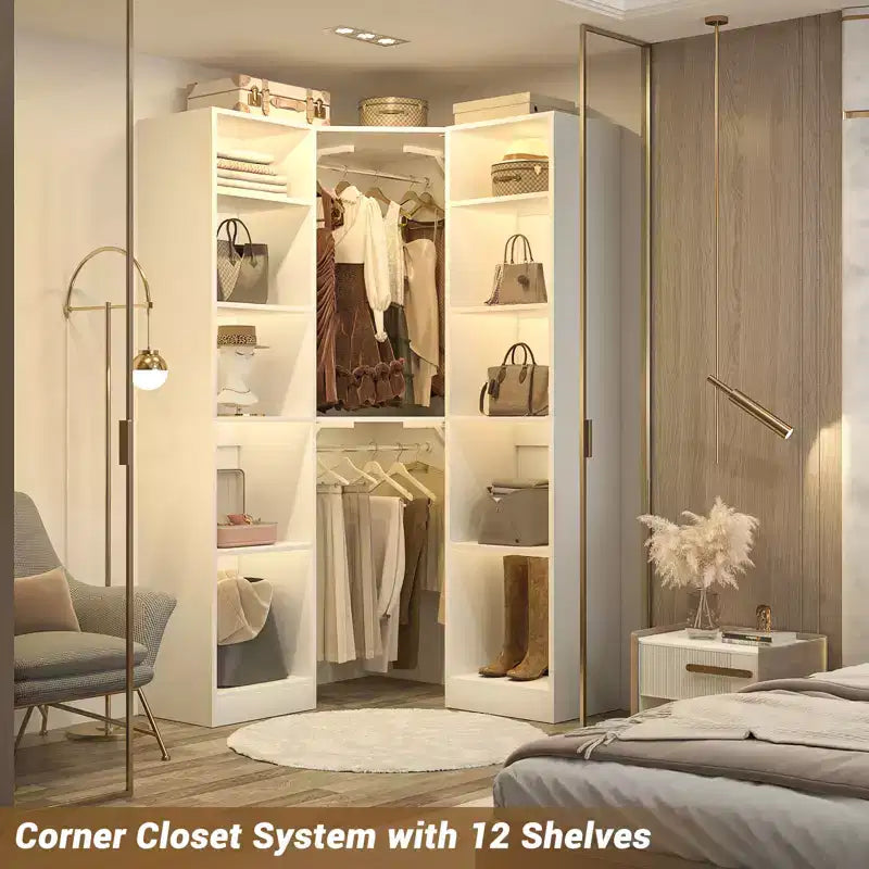 Besiost Corner Closet System with 12 Shelves