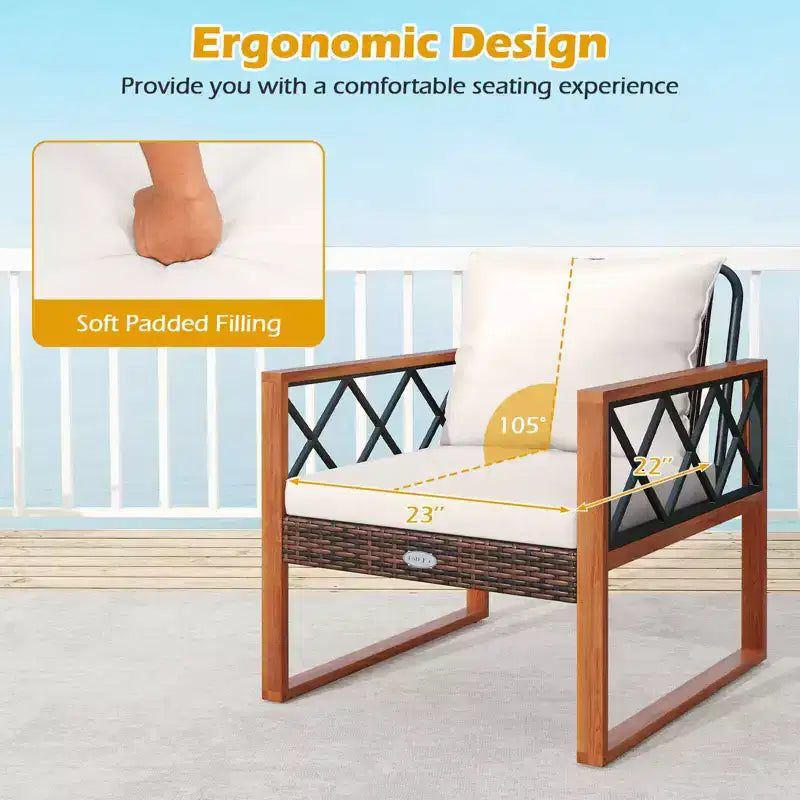 Costway 7 PCS Patio PE Wicker Furniture Set with Ottomans Cushions and Tables Chair Couch