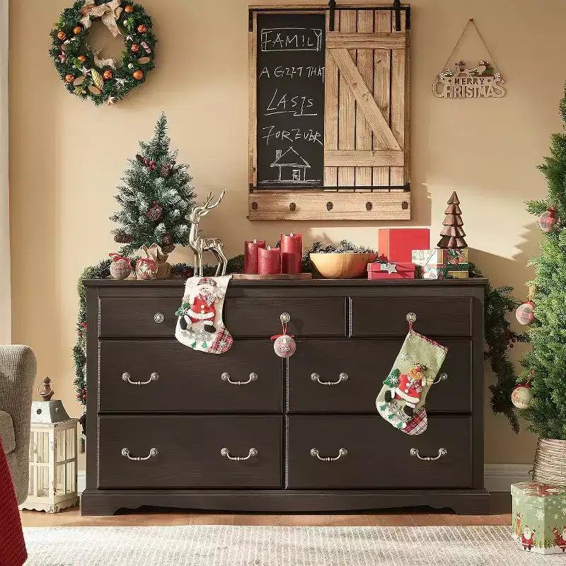 AMERLIFE Drawer Dresser, Farmhouse Chest of Drawers with Vintage Metal Handle