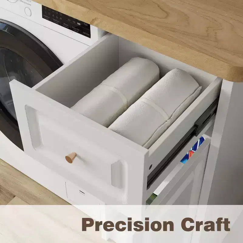 82.6 Laundry Countertop Storage with Adjustable Shelf & Drawer, Washer Dryer Countertop for Laundry Room