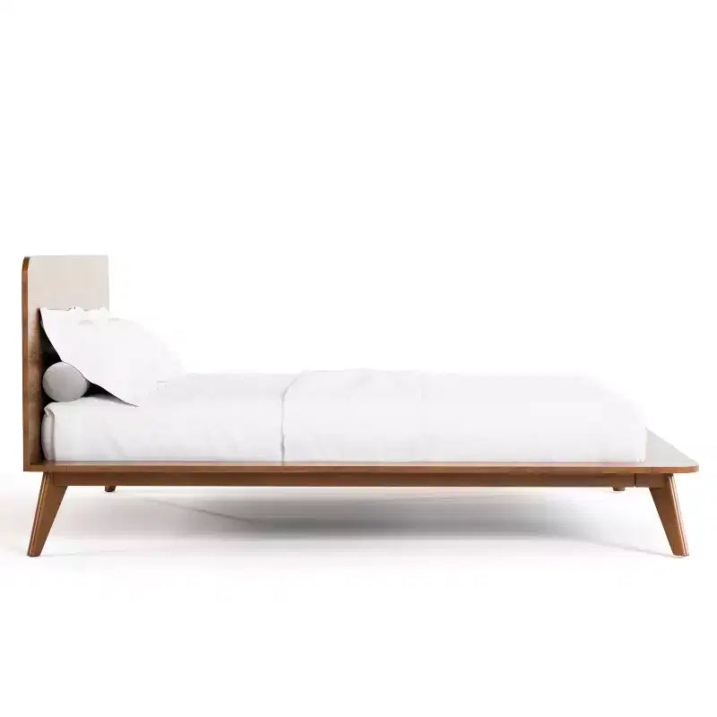 HOMES: Inside + Out 3pc Riverstone Mid-Century Wood Platform Bedroom Set with 2 Nightstands Walnut