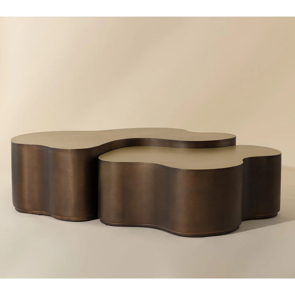 Modern Powder-Coated Aluminum Coffee Table with Sculptural | Powder-Coated Finish