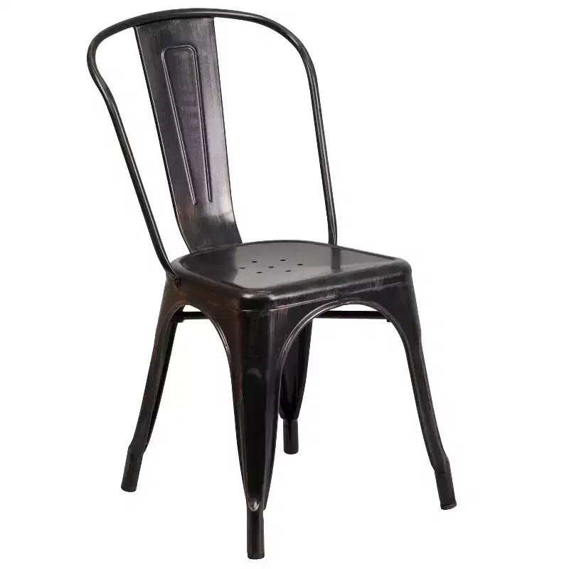 Flash Furniture Commercial Grade 23.75 Square Metal Indoor-Outdoor Table Set with 2 Stack Chairs