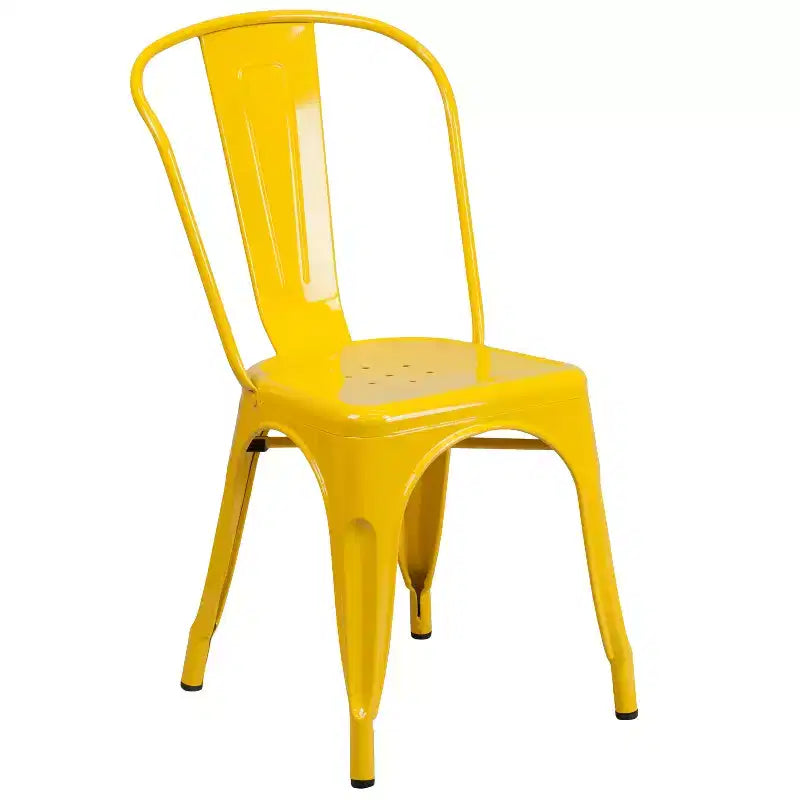 Flash Furniture Commercial Grade 23.75 Square Metal Indoor-Outdoor Table Set with 2 Stack Chairs