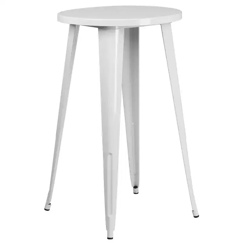 Flash Furniture Table de bar ronde 24" en métal de qualité commerciale pour intérieur/extérieur avec 2 tabourets à dossier à lattes verticales