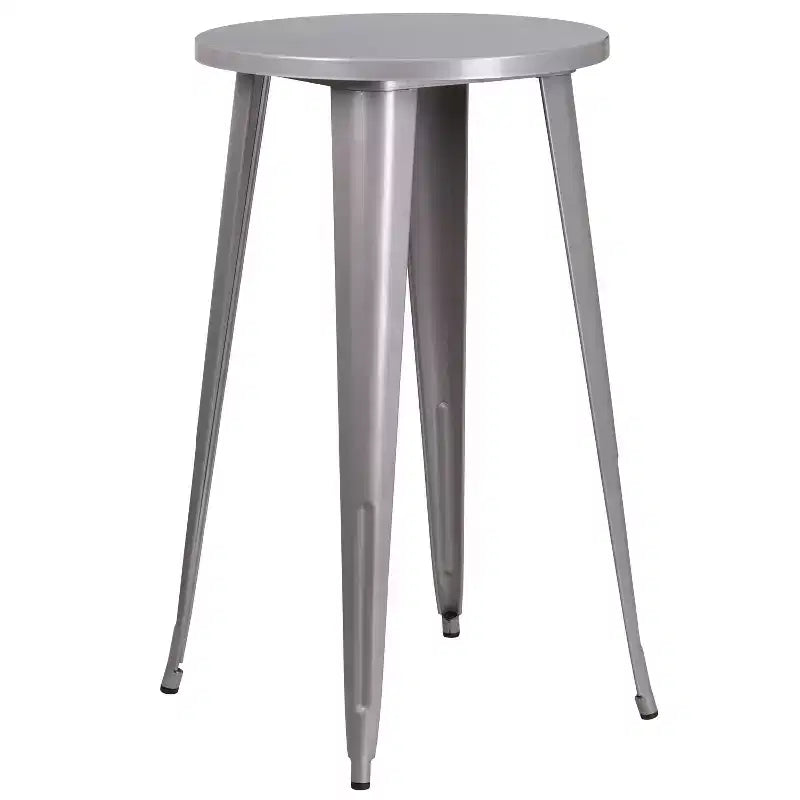 Ensemble table de bar ronde en métal de 24 po de qualité commerciale Flash Furniture pour l'intérieur et l'extérieur avec 2 tabourets sans dossier à assise carrée