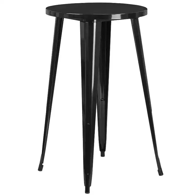 Ensemble table de bar ronde en métal de 24 po de qualité commerciale Flash Furniture pour l'intérieur et l'extérieur avec 2 tabourets sans dossier à assise carrée