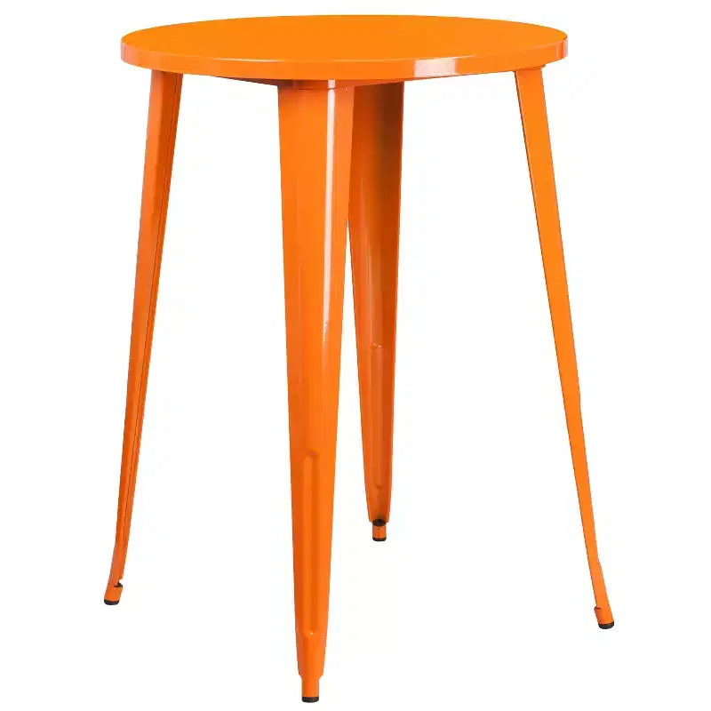 Ensemble table de bar ronde en métal de 76 cm de diamètre, qualité commerciale, pour intérieur et extérieur, avec 4 tabourets carrés sans dossier de Flash Furniture