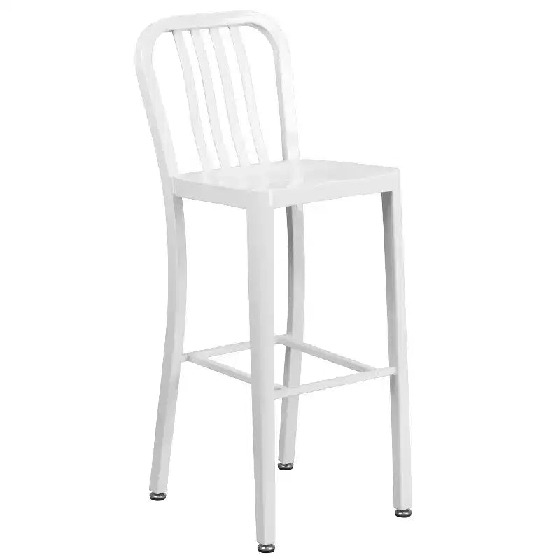 Ensemble table de bar ronde en métal de 30 po de qualité commerciale Flash Furniture pour l'intérieur et l'extérieur avec 4 tabourets à dossier à barreaux verticaux