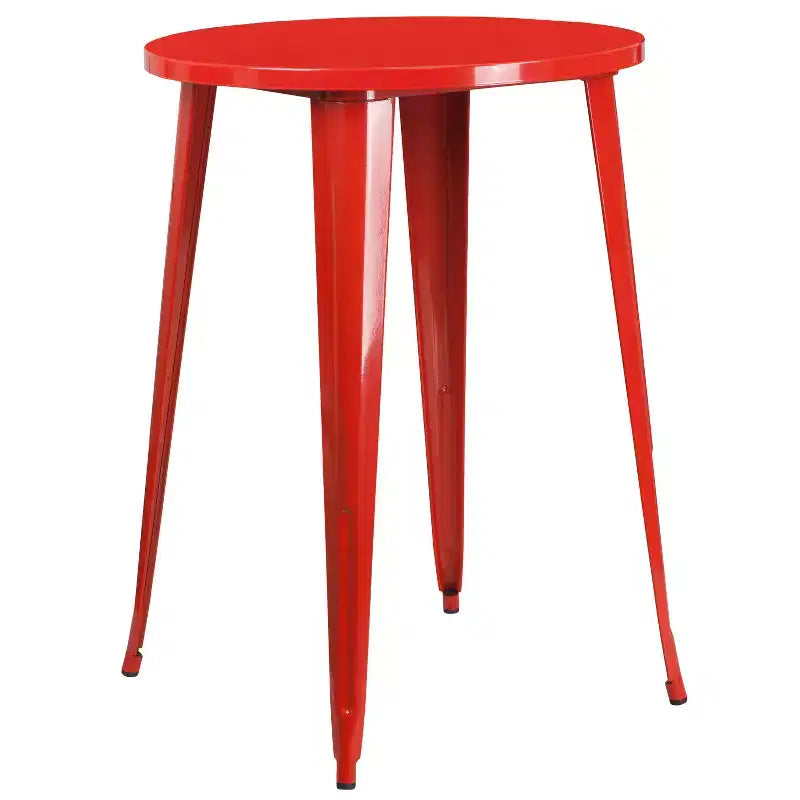 Flash Furniture Table de bar ronde 30'' en métal de qualité commerciale pour l'intérieur et l'extérieur avec 2 tabourets sans dossier à assise carrée