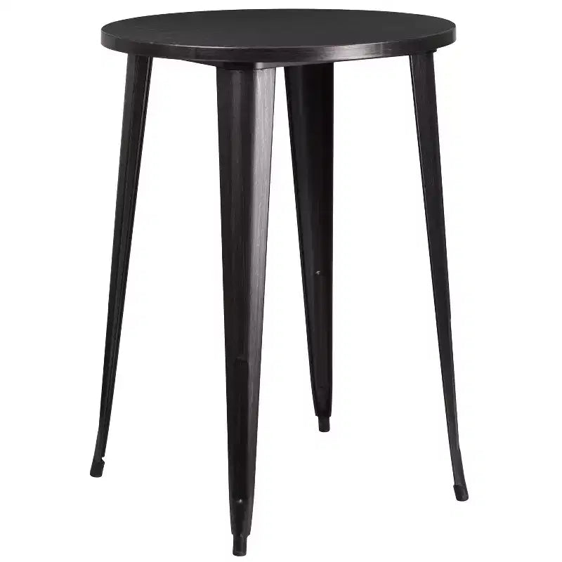 Ensemble de table de bar ronde en métal de 30 po de qualité commerciale Flash Furniture avec 2 tabourets à dossier à lattes verticales pour l'intérieur et l'extérieur