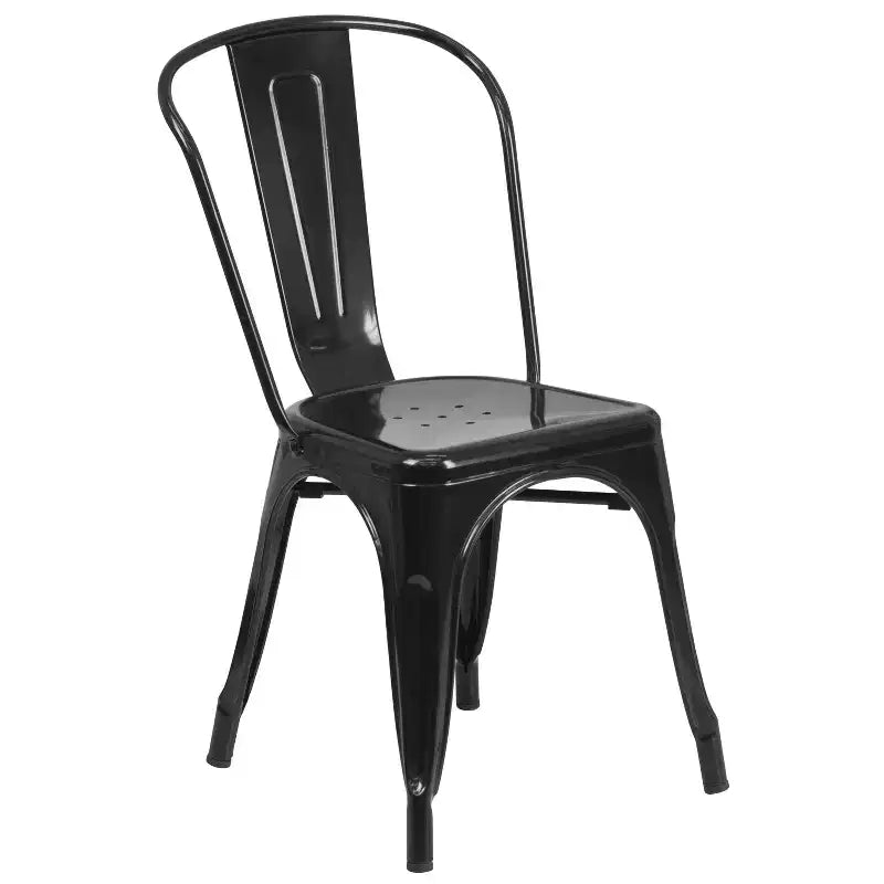 Flash Furniture Commercial Grade 31.5 Square Metal Indoor-Outdoor Table Set with 4 Stack Chairs