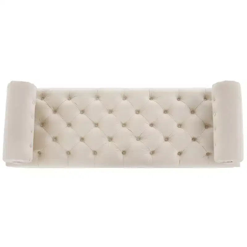 Modern End of Bed Bench for Bedroom, Velvet Upholstered Window Bench with 2 Detachable Pillows for Living Room or Entryway-Panipeachy