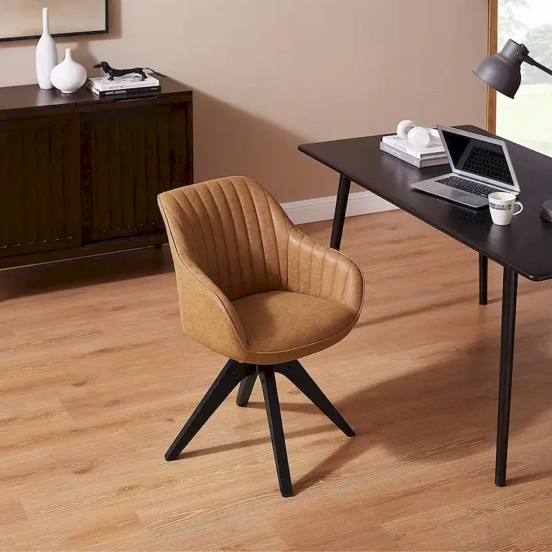 Fauteuil de bureau moderne pivotant avec pieds en bois