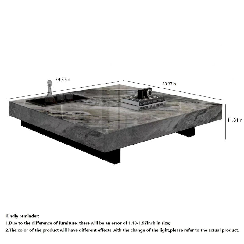 Light Luxury Sintered Stone Square Coffee Table