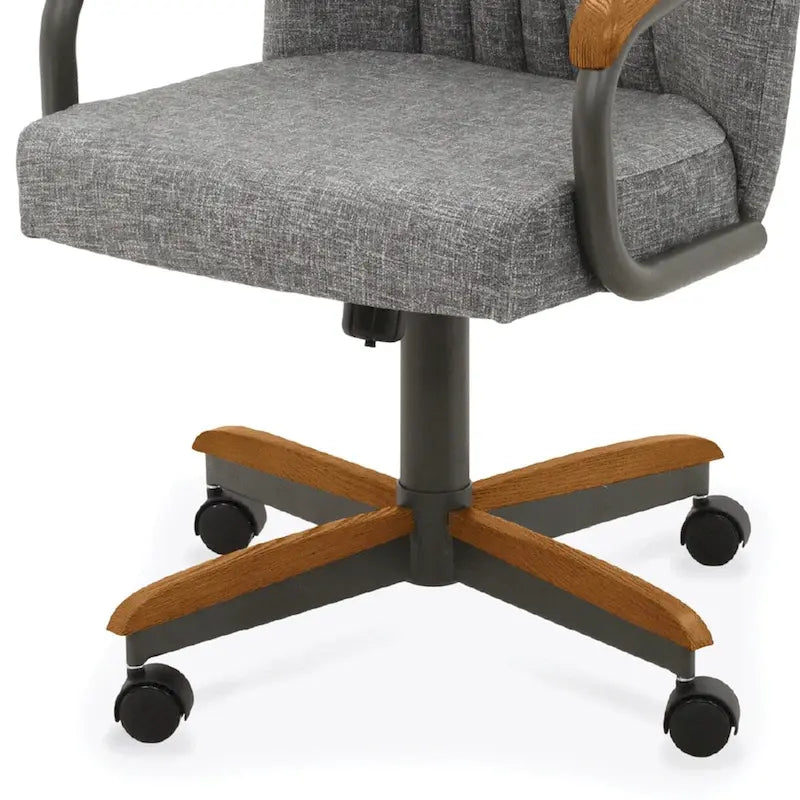 Chaises de salle à manger Chromcraft Douglas à roulettes, finition gris châtaigne (Lot de 2)