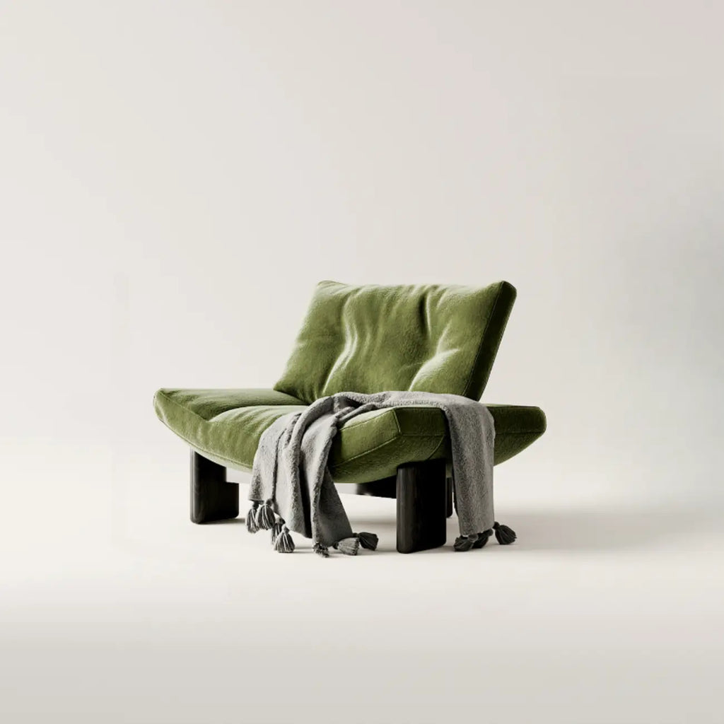 Contemporary Black Tufted Armless Chenille Accent Chair