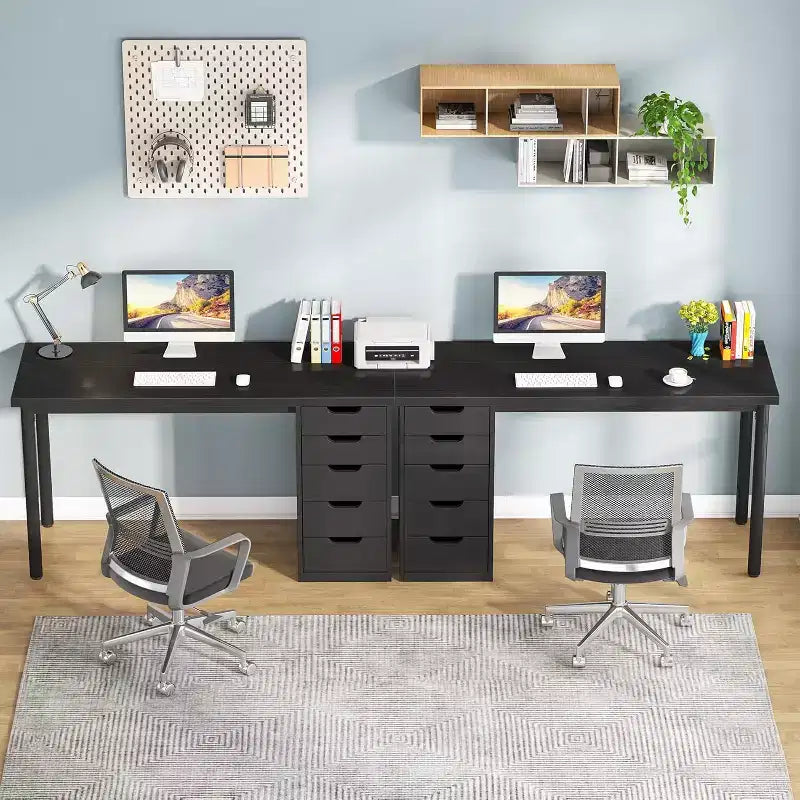 Lantine Computer Desk with 5 Drawers, 47 inches Modern Simple Home Office Desk Study Writing Table for Small Spaces