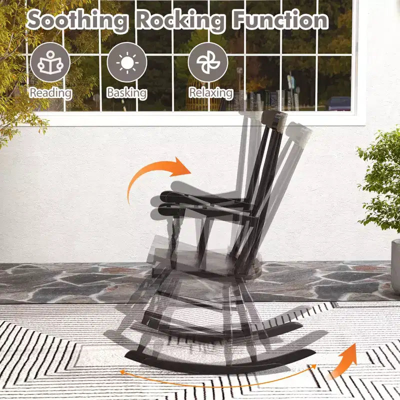 Costway Set of 2 Wood Rocking Chair Glossy Finish White\ Coffe