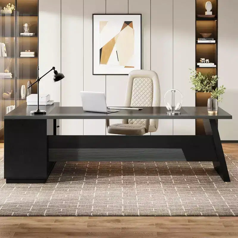Lantine Modern 78 L-Shaped Executive Desk with Drawers and Lateral File Cabinet