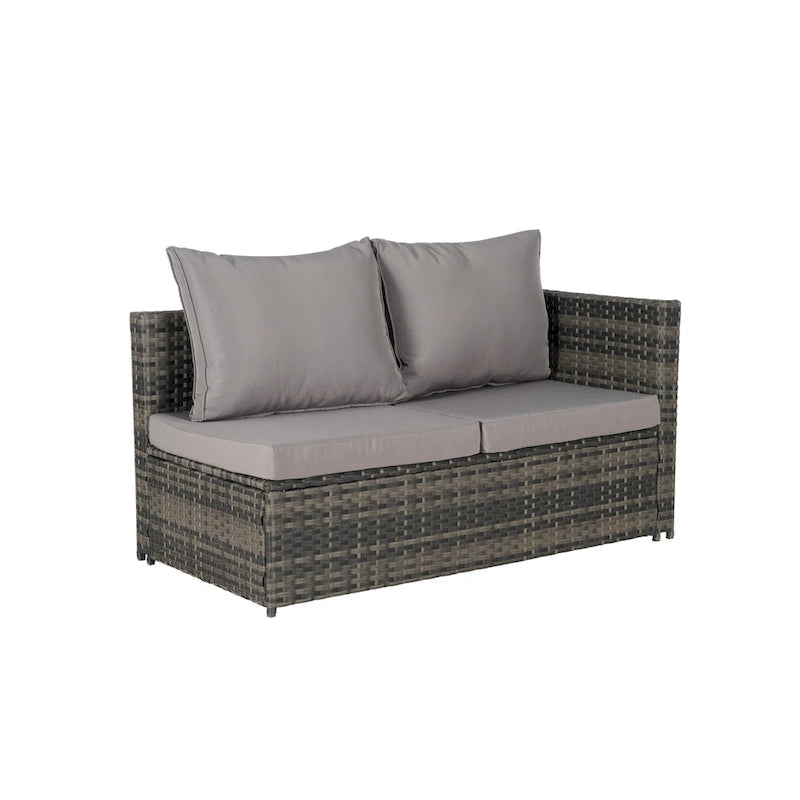 6-Piece Wicker Sectional Sofa Set with Corner & Glass Table
