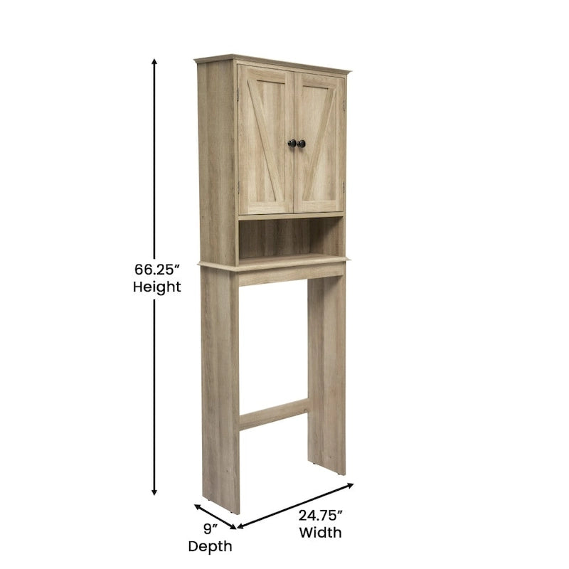 Farmhouse Over the Toilet Cabinet with Shelves and Magnetic Closure Doors